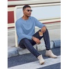 COOFANDY Mens Henley Shirt Long Sleeve Casual Stretch Solid T-Shirts Fashion Pullover Lightweight Fall Tops(Light Blue)