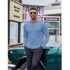 COOFANDY Mens Henley Shirt Long Sleeve Casual Stretch Solid T-Shirts Fashion Pullover Lightweight Fall Tops(Light Blue)