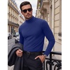 COOFANDY Men’s Slim Fit Mock Turtleneck T Shirt Casual Basic Knitted Long Sleeve Pullover Sweater(Deep Blue)