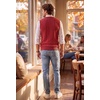 COOFANDY Men’s Sweater Vest Cable Knitted V Neck Slim Fit Sleeveless Pullover Sweater(Bright Red)