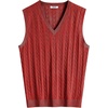 COOFANDY Men’s Sweater Vest Cable Knitted V Neck Slim Fit Sleeveless Pullover Sweater(Bright Red)