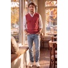 COOFANDY Men’s Sweater Vest Cable Knitted V Neck Slim Fit Sleeveless Pullover Sweater(Bright Red)