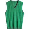 COOFANDY Men’s Sweater Vest Cable Knitted V Neck Slim Fit Sleeveless Pullover Sweater(Forest Green)