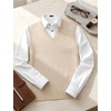 COOFANDY Men’s Sweater Vest Cable Knitted V Neck Slim Fit Sleeveless Pullover Sweater(Light Khaki)