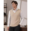 COOFANDY Men’s Sweater Vest Cable Knitted V Neck Slim Fit Sleeveless Pullover Sweater(Light Khaki)
