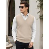 COOFANDY Men’s Sweater Vest Cable Knitted V Neck Slim Fit Sleeveless Pullover Sweater(Light Khaki)