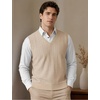 COOFANDY Men’s Sweater Vest Cable Knitted V Neck Slim Fit Sleeveless Pullover Sweater(Light Khaki)