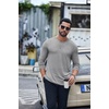 COOFANDY Men’s T-Shirt Long Sleeve Crew Neck Casual Soft Basic Tee Shirts(Grey)
