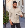 COOFANDY Mens Waffle Henley Shirts Long Sleeve Casual T-Shirt Basic Lightweight Pullover Tees(Beige)