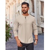 COOFANDY Mens Waffle Henley Shirts Long Sleeve Casual T-Shirt Basic Lightweight Pullover Tees(Beige)