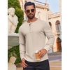 COOFANDY Mens Waffle Henley Shirts Long Sleeve Casual T-Shirt Basic Lightweight Pullover Tees(Beige)