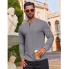 COOFANDY Mens Waffle Henley Shirts Long Sleeve Casual T-Shirt Basic Lightweight Pullover Tees(Light Gray)