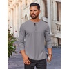 COOFANDY Mens Waffle Henley Shirts Long Sleeve Casual T-Shirt Basic Lightweight Pullover Tees(Light Gray)