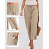 COOFANDY Womens Lightweight Casual Pants Drawstring Loose Beach Trousers(Apricot)
