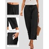 COOFANDY Womens Lightweight Casual Pants Drawstring Loose Beach Trousers(Black)