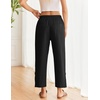 COOFANDY Womens Lightweight Casual Pants Drawstring Loose Beach Trousers(Black)