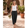 COOFANDY Womens Lightweight Casual Pants Drawstring Loose Beach Trousers(Black)