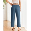 COOFANDY Womens Lightweight Casual Pants Drawstring Loose Beach Trousers(Blue)