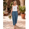 COOFANDY Womens Lightweight Casual Pants Drawstring Loose Beach Trousers(Blue)