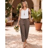COOFANDY Womens Lightweight Casual Pants Drawstring Loose Beach Trousers(Brown)
