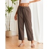 COOFANDY Womens Lightweight Casual Pants Drawstring Loose Beach Trousers(Brown)