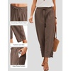 COOFANDY Womens Lightweight Casual Pants Drawstring Loose Beach Trousers(Brown)