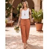 COOFANDY Womens Lightweight Casual Pants Drawstring Loose Beach Trousers(Caramel)