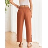 COOFANDY Womens Lightweight Casual Pants Drawstring Loose Beach Trousers(Caramel)