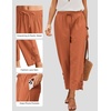 COOFANDY Womens Lightweight Casual Pants Drawstring Loose Beach Trousers(Caramel)