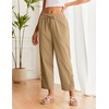 COOFANDY Womens Lightweight Casual Pants Drawstring Loose Beach Trousers(Khaki)