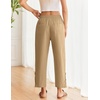 COOFANDY Womens Lightweight Casual Pants Drawstring Loose Beach Trousers(Khaki)