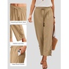 COOFANDY Womens Lightweight Casual Pants Drawstring Loose Beach Trousers(Khaki)