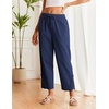 COOFANDY Womens Lightweight Casual Pants Drawstring Loose Beach Trousers(Navy Blue)