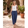 COOFANDY Womens Lightweight Casual Pants Drawstring Loose Beach Trousers(Navy Blue)
