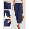 COOFANDY Womens Lightweight Casual Pants Drawstring Loose Beach Trousers(Navy Blue)