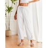 COOFANDY Womens Lightweight Casual Pants Drawstring Loose Beach Trousers(White)