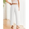 COOFANDY Womens Lightweight Casual Pants Drawstring Loose Beach Trousers(White)