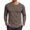 COOFANDY Mens Henley Shirt Long Sleeve Casual Stretch Solid T-Shirts Fashion Pullover Lightweight Fall Tops(Brown)