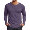 COOFANDY Mens Henley Shirt Long Sleeve Casual Stretch Solid T-Shirts Fashion Pullover Lightweight Fall Tops(Dark Purple)