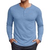 COOFANDY Mens Henley Shirt Long Sleeve Casual Stretch Solid T-Shirts Fashion Pullover Lightweight Fall Tops(Light Blue)