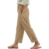 COOFANDY Womens Lightweight Casual Pants Drawstring Loose Beach Trousers(Khaki)