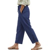 COOFANDY Womens Lightweight Casual Pants Drawstring Loose Beach Trousers(Navy Blue)