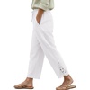 COOFANDY Womens Lightweight Casual Pants Drawstring Loose Beach Trousers(White)