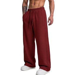 COOFANDY Men’s Casual Baggy Sweatpants Cotton Wide Leg Drawstring Pants(Red)