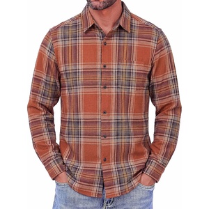 COOFANDY Mens Flannel Shirts Long Sleeve Button Down Shirt with Pocket Casual Shirts Work Shirts for Men(Orange-yellow Plaid)