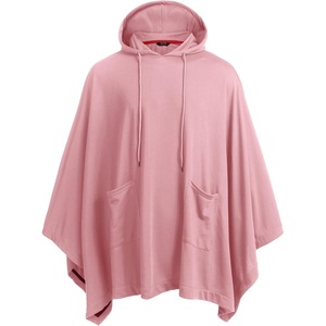 COOFANDY Unisex Casual Hooded Poncho Cape Cloak Fashion Coat Hoodie Pullover with Pocket(Light Pink)