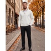 COOFANDY Men’s Quarter Zip Pullover Sweatshirts 1/4 Zip Long Sleeve Sweater(Z-contrast White/Brown)