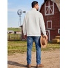 COOFANDY Men’s Quarter Zip Pullover Sweatshirts 1/4 Zip Long Sleeve Sweater(Z-contrast White/Brown)