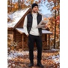 COOFANDY Men’s Quarter Zip Pullover Sweatshirts 1/4 Zip Long Sleeve Sweater(Z-contrast White/Brown)
