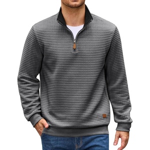 COOFANDY Men’s Quarter Zip Pullover Sweatshirts 1/4 Zip Long Sleeve Sweater(Z-contrast Grey/Black)